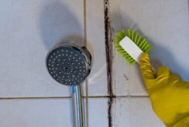 dirty tile cleaning and mold removing from grout